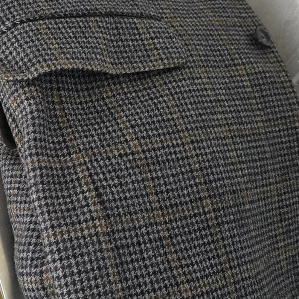 Jos A Bank Mens 40R Houndstooth Wool Blazer Sport Coat 2 Button Brown Gray Green